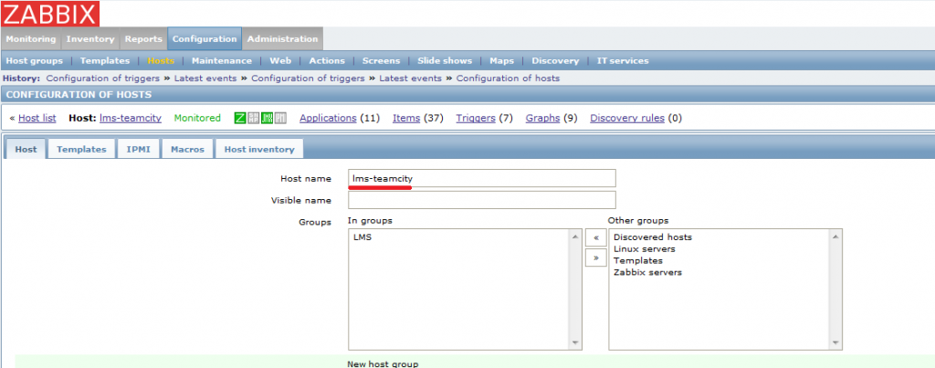 Zabbix: No active checks on server: host [hostname] not found
